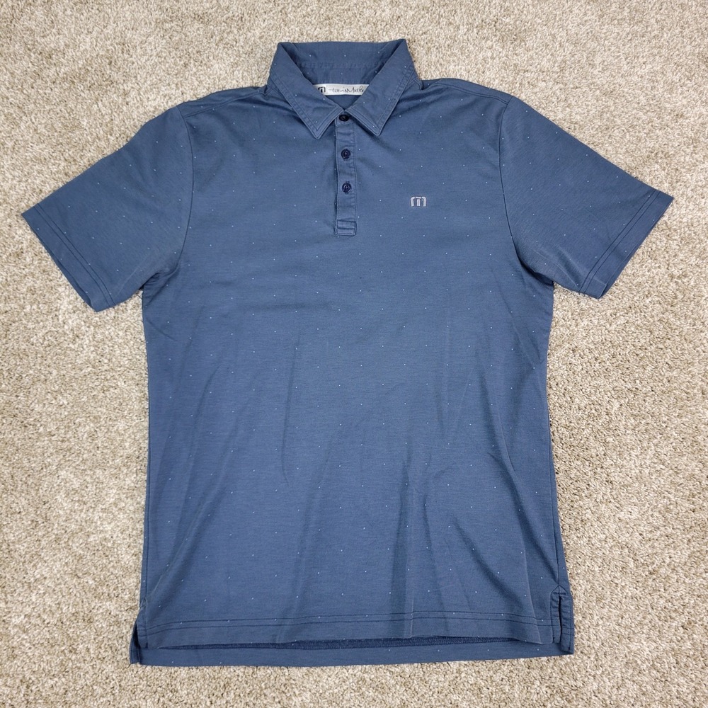 Travis Mathew Mens Medium Gray AOP Dots Performance Stretch Golf‎ Polo SS - Picture 2 of 5